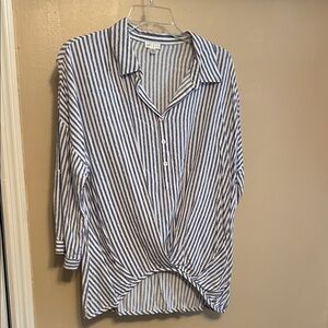 Spense Navy and White Striped Shirt
